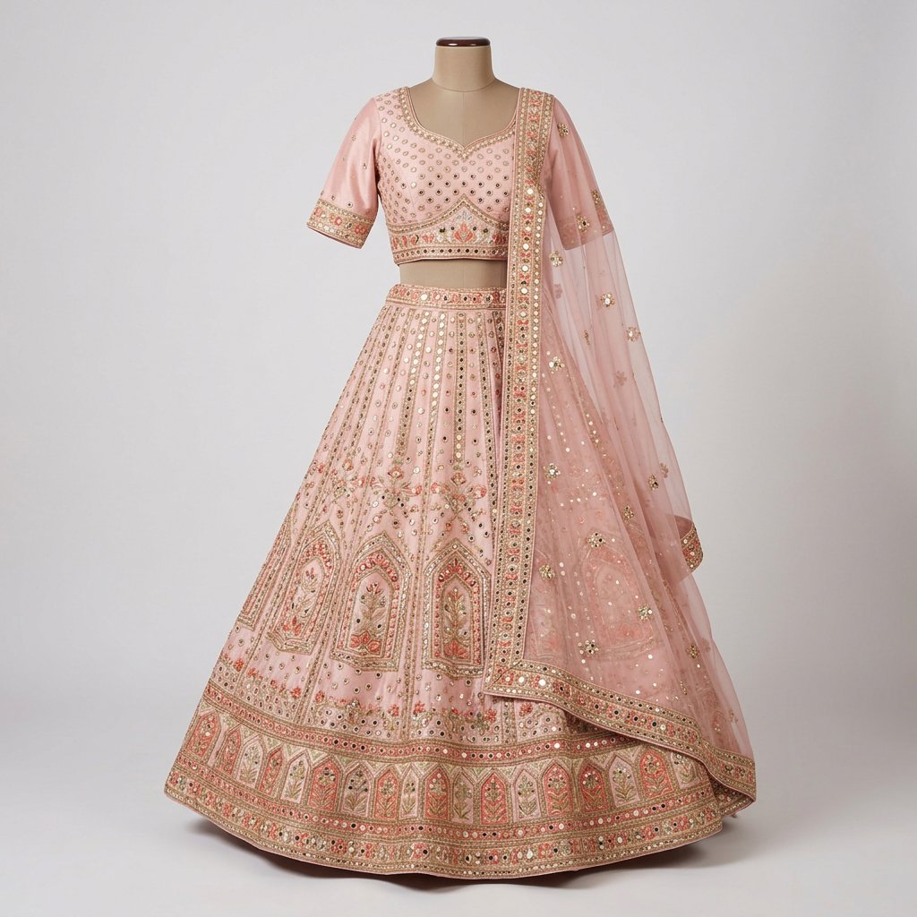 Blush Mirror Work Lehenga