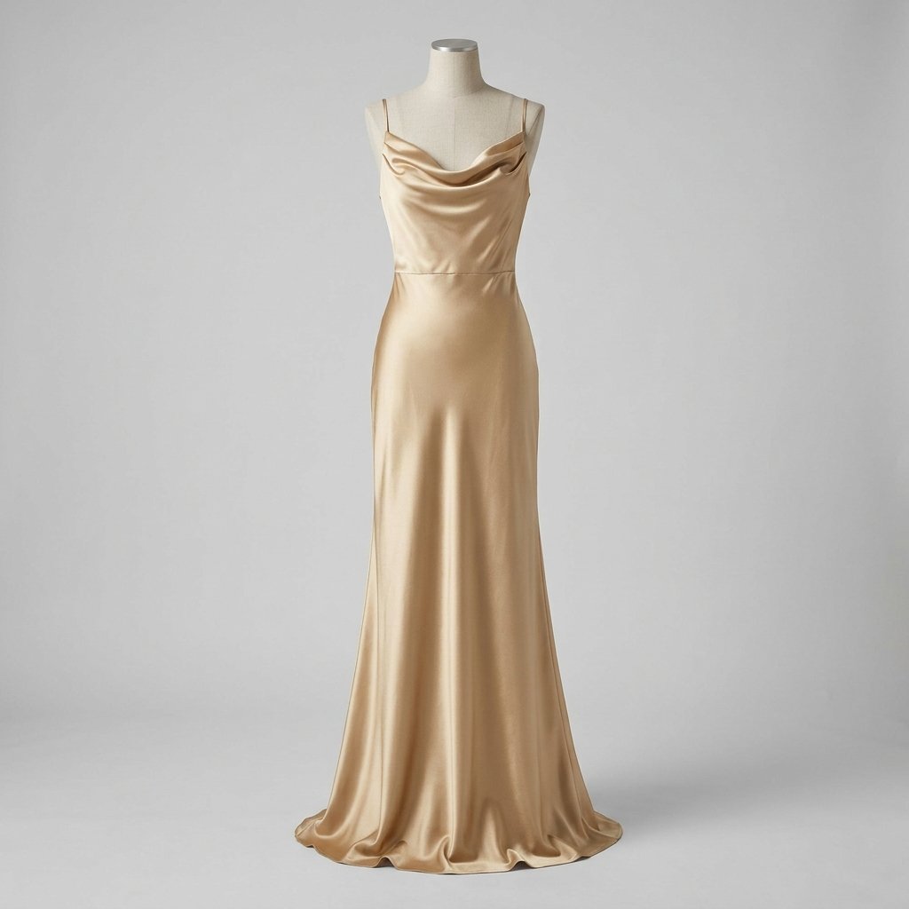 Champagne Satin Cowl Gown