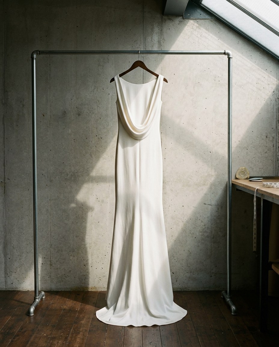 Crepe Column Bridal Dress