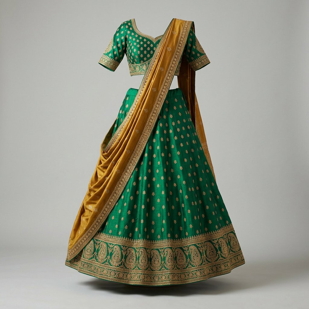 Emerald Katan Silk Lehenga