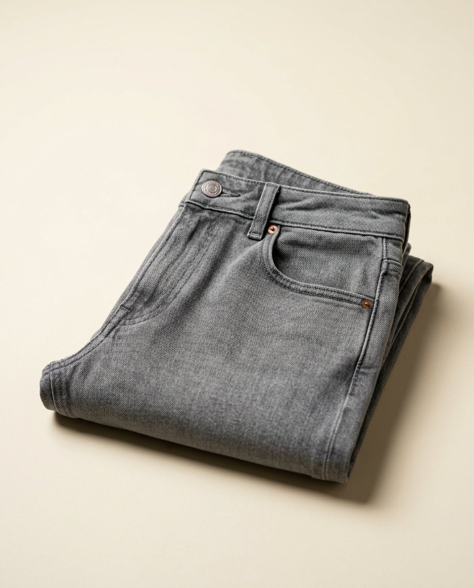 High-Waist Jeans Grau