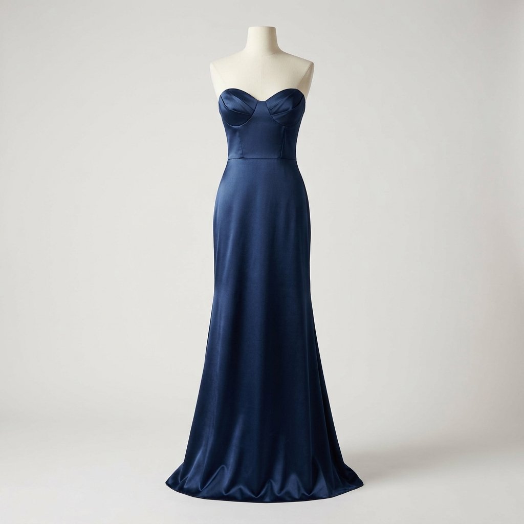 Midnight Blue Satin Gown