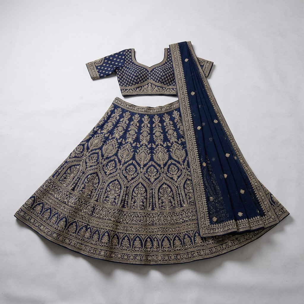 Navy Resham Bridal Lehenga