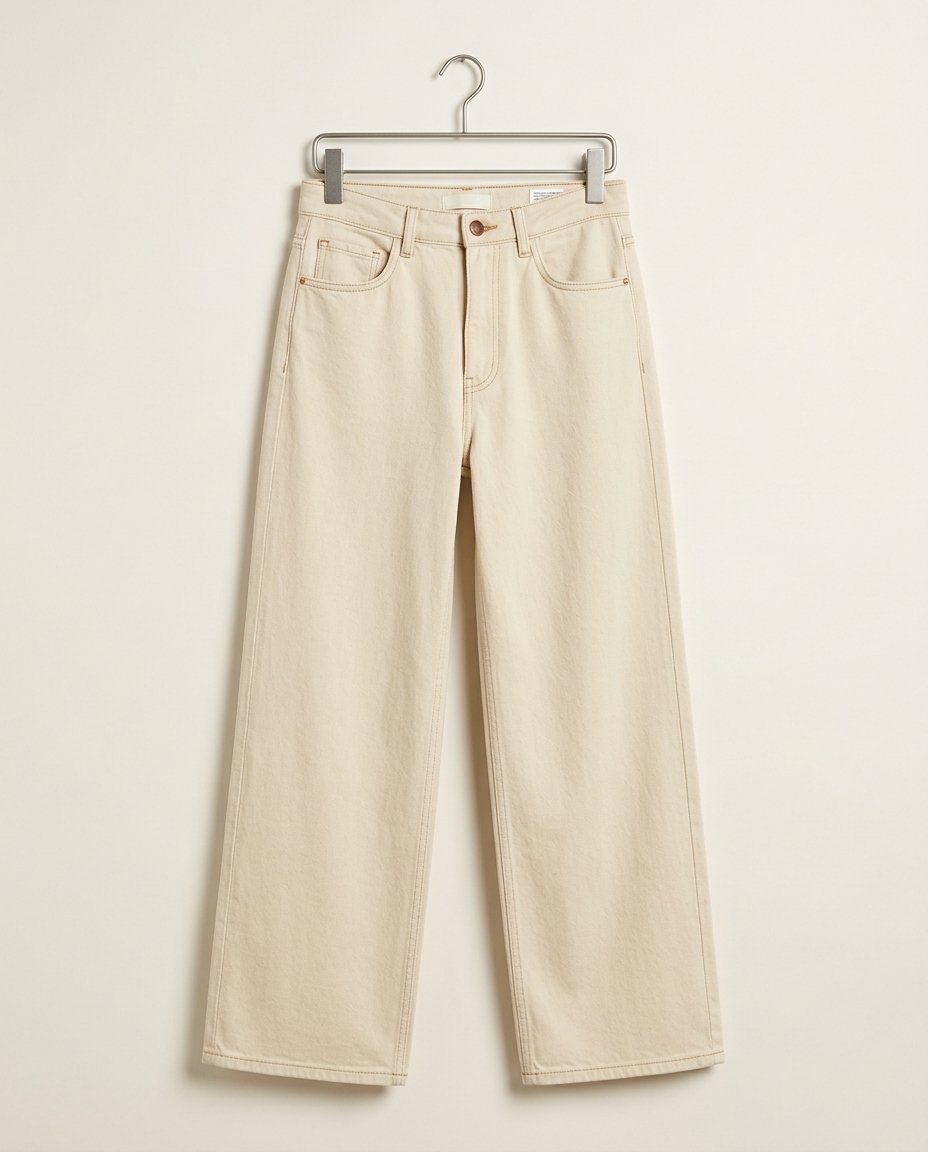Wide-Leg Jeans Ecru
