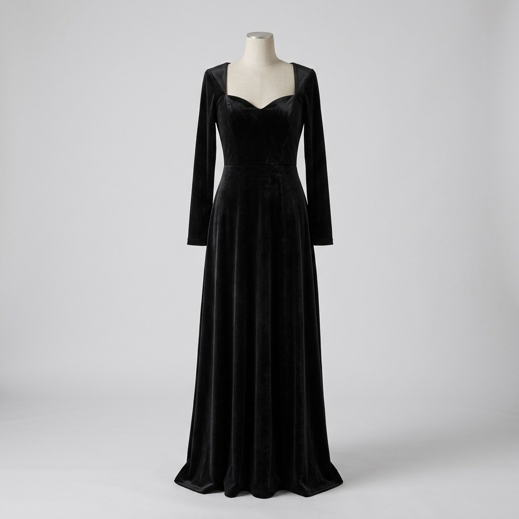 Black Velvet Evening Gown