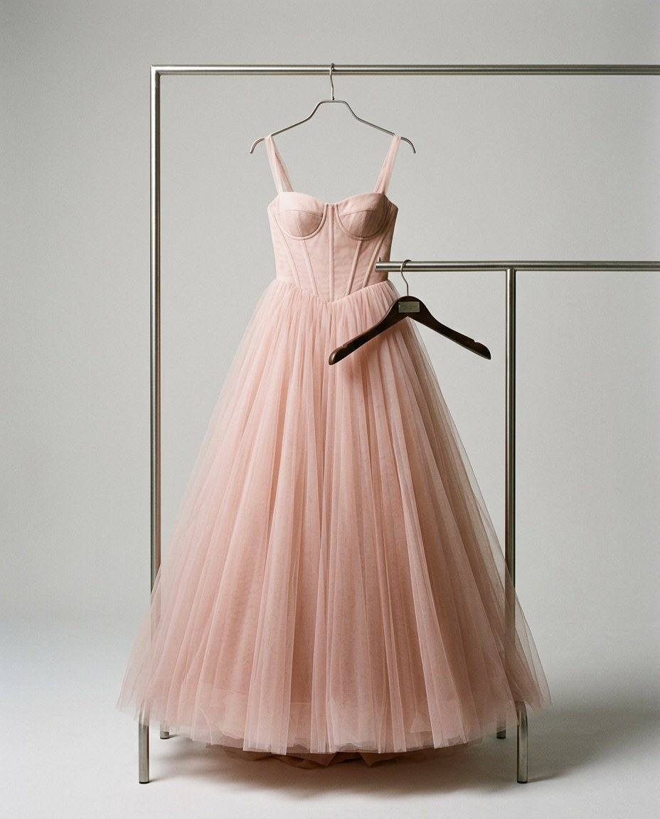 Blush Tulle Layered Prom Dress