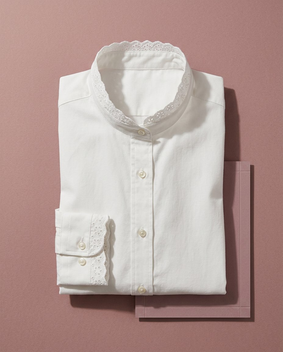 Broderie Trim Cotton Shirt