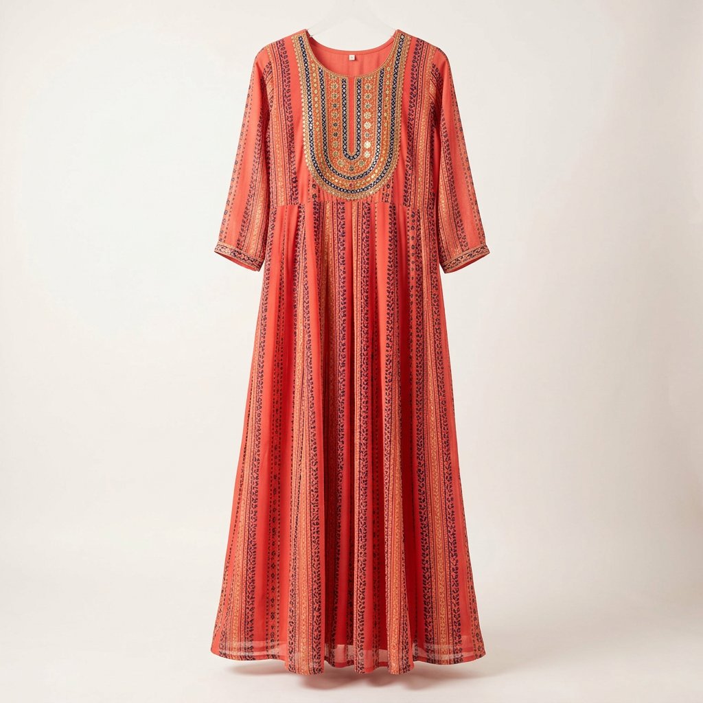 Coral Georgette Party Maxi