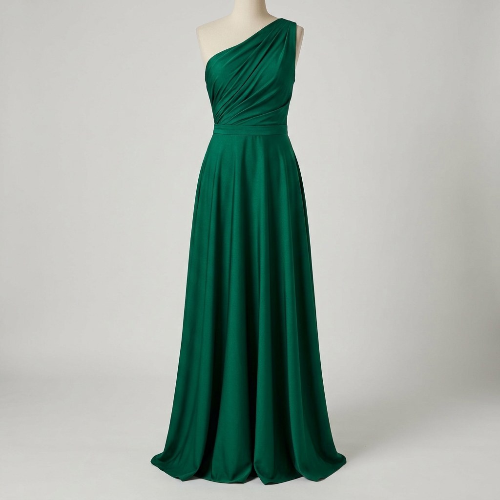 Emerald One-Shoulder Evening Gown