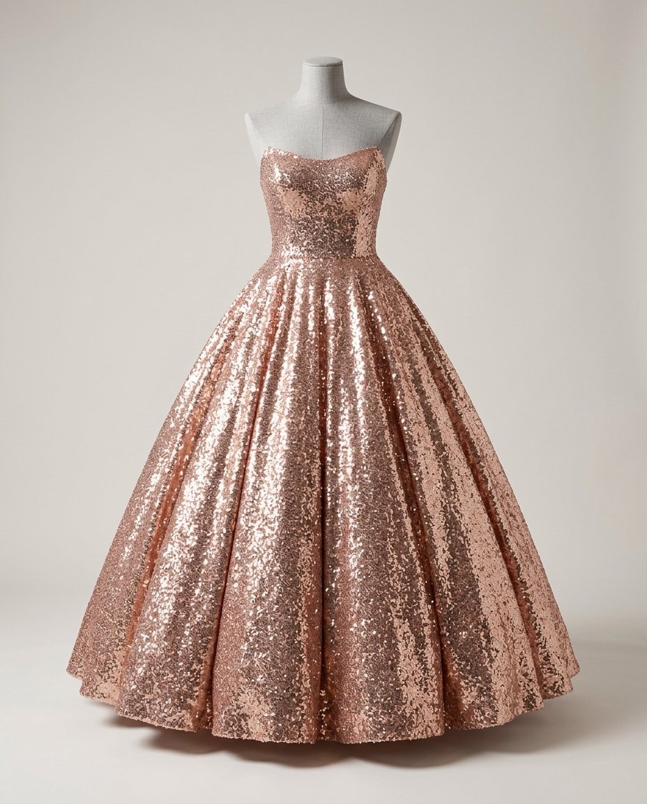 Rose Gold Sequin Ballgown