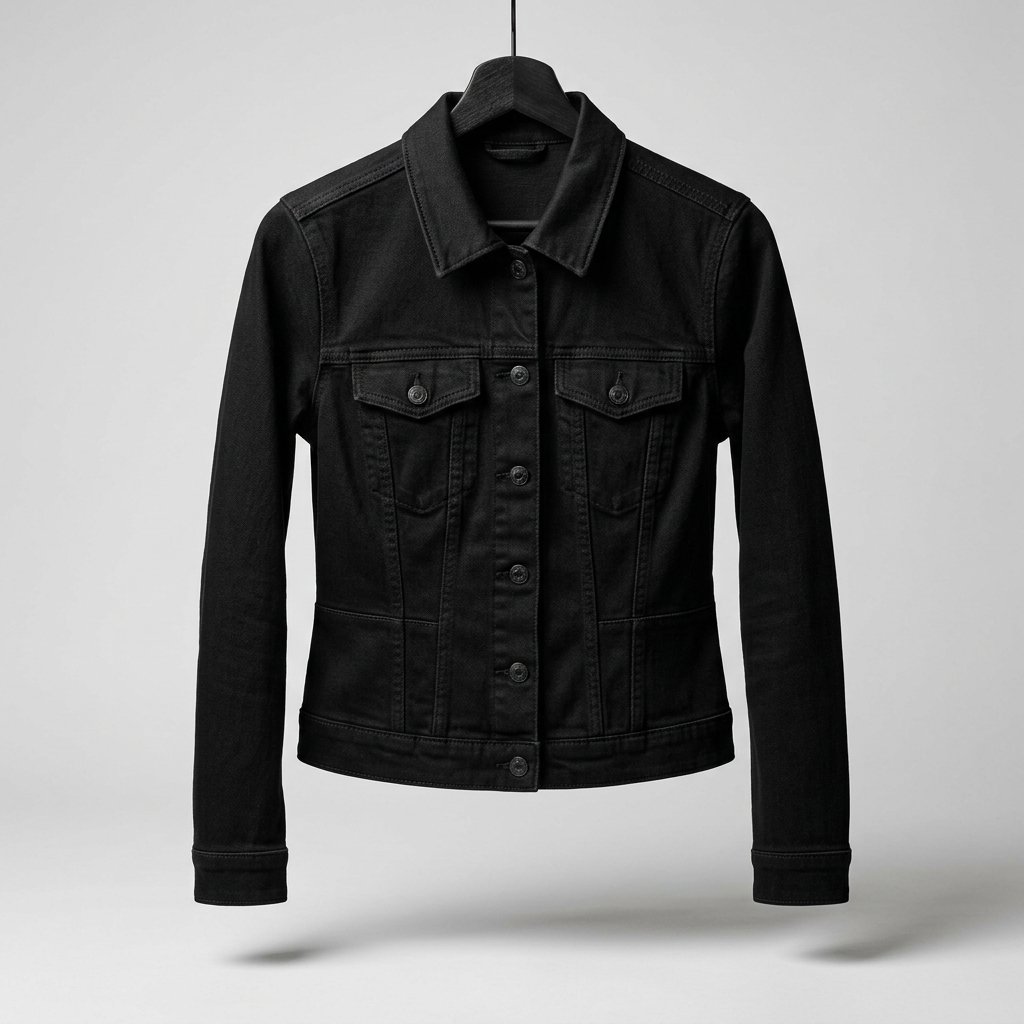 Taillierte Jeansjacke Schwarz